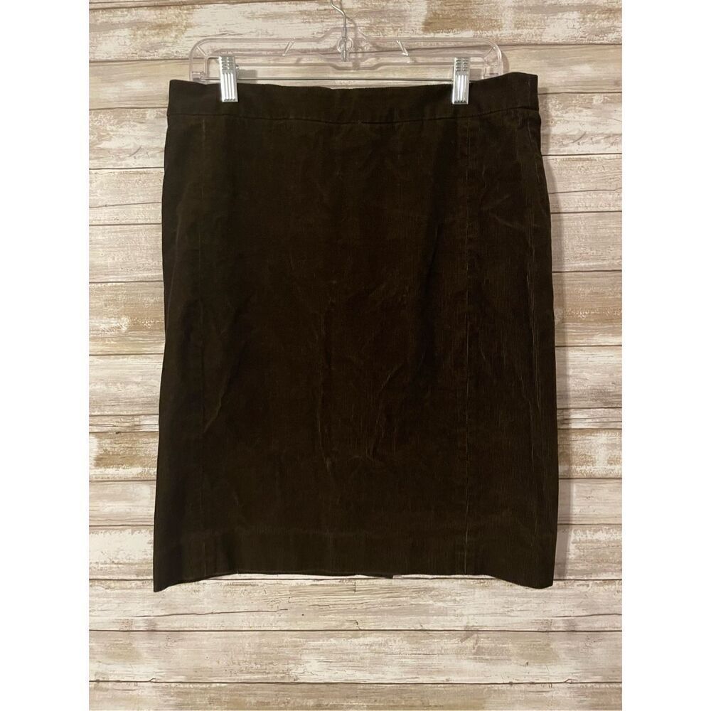 J. Crew Brown Corduroy Brown Straight Pencil Skirt Size 10 Above the Kne…
